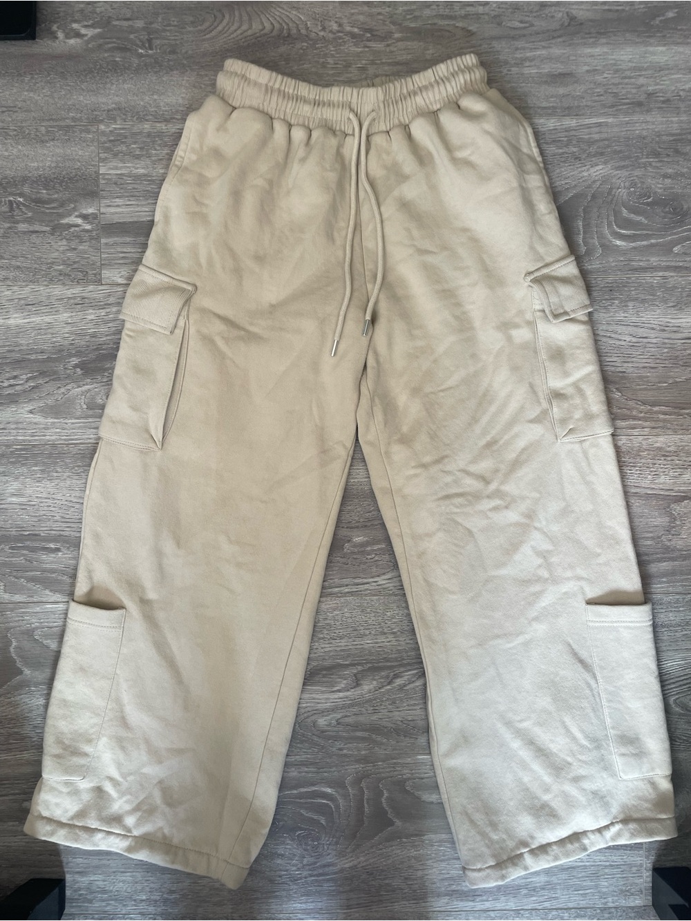 ZARA Beige Cargo Sweatpants with Drawstring